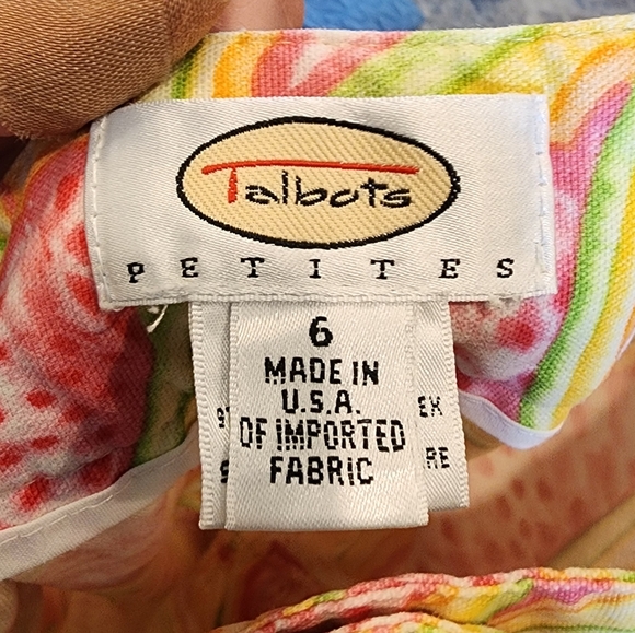 Talbots Melon Watermelon Crop Cotton Pants wome size 6 Petite 6P - Picture 3 of 16